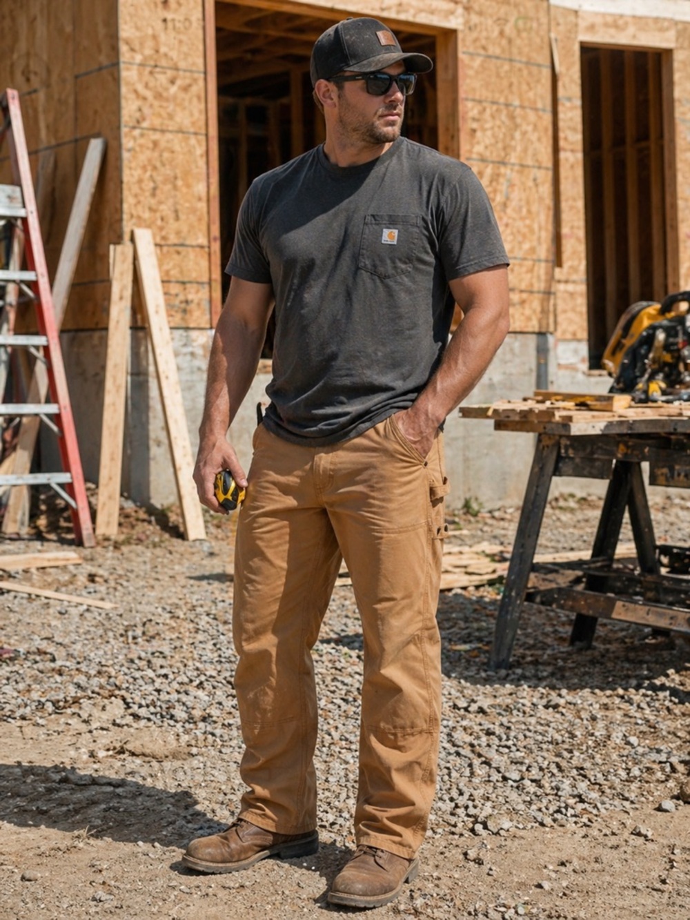 Wrangler Men’s Utility Cargo Work Pants Tan 42x30 Carpenter Khaki Workwear